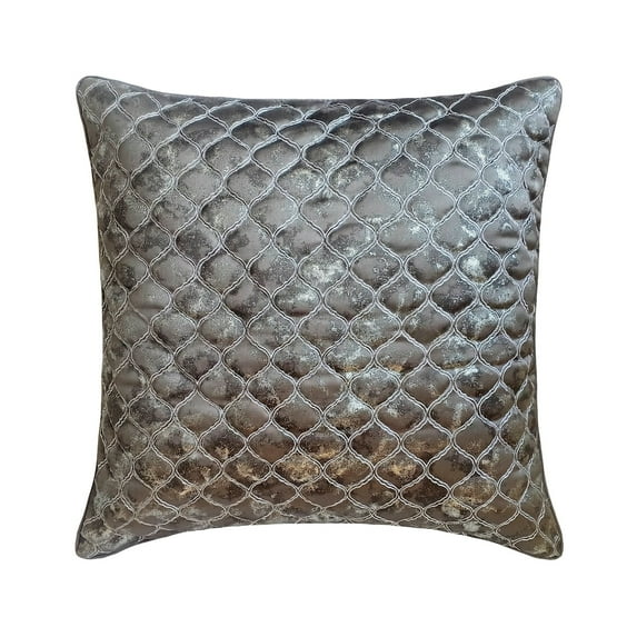 The HomeCentric Euro Sham Pillow Covers, Grey & Silver Pack of 2, 26x26 inch (65x65 cm) Euro Shams, Jacquard Silk Lattice, Trellis & Quilted Euro Shams For Couch, Geometric Modern Style Easter - Reza
