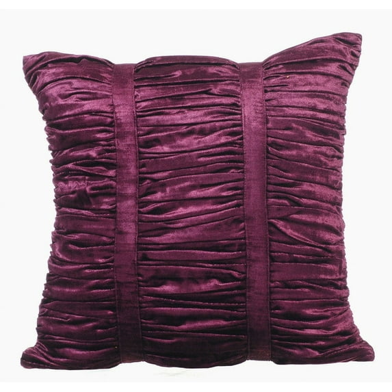 The HomeCentric Euro Sham Pillow, Plum Euro Size Pillow Covers Pack of 2, 26x26 inch (65x65 cm), Velvet Euro Size Pillow Shams, Solid Color, Ruched, Modern Euro Pillow Shams Easter - Plum Beauty