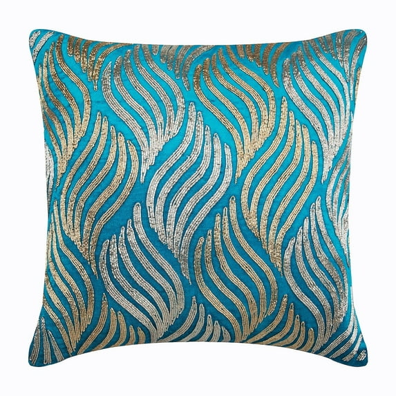 The HomeCentric Euro Sham Pillow, Turquoise Blue European Pillow Covers Pack of 2, 26x26 inch (65x65 cm), Velvet Euro Sham Covers, Abstract, Modern Euro Size Pillow Covers Easter - Liberty