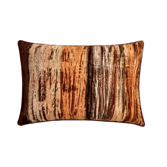 The HomeCentric Handmade Brown Pack of 2, 12"x16" (30x40 cm) Lumbar Pillow Cover, Velvet Ombre & Wringled Velvet Oblong Pillow, Ombre Pattern Modern Style - Ombre Twist