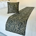 thumbnail image 1 of The HomeCentric King / Queen / Twin Black Decorative Bed Runner Full 68"x18" Bed Runner WITH Two Pillow Cover, Marble Pattern, Pintucks, Quilted Bed Scarf on Jacquard fabric - Stellaris, 1 of 3