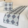 thumbnail image 1 of The HomeCentric King / Queen / Twin Blue Decorative Bed Runner King 90"x18" Bed Runner WITH Two Pillow Cover, Embroidered Bed Scarf on Embroidered fabric - Pointillism, 1 of 3