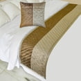 thumbnail image 1 of The HomeCentric King / Queen / Twin Brown Decorative Bed Runner King 90"x18" Bed Runner WITH Two Pillow Cover, Solid, Chevron, Patchwork, Quilted Bed Scarf on Velvet fabric - Plush Divide, 1 of 3