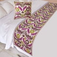 thumbnail image 1 of The HomeCentric King / Queen / Twin Chartreuse & Berry Decorative Bed Runner Queen 74"x18" Bed Runner WITHOUT Pillow Cover, Pearls, Jute Lace Border Bed Scarf on Cotton fabric - Folk Floral, 1 of 5