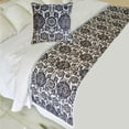 thumbnail image 1 of The HomeCentric King / Queen / Twin Grey, Blue & Brown Decorative Bed Runner Twin 53"x18" Bed Runner WITH One Pillow Cover, Quilted Bed Scarf on Velvet fabric - Golestan, 1 of 5