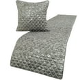 thumbnail image 1 of The HomeCentric King / Queen / Twin Grey & Silver Designer Full 68"x18" Bed Runner WITHOUT Pillow Cover, Quilted, Foil & Trellis Bed Scarf on Silk fabric - Jumanah, 1 of 5