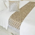 thumbnail image 1 of The HomeCentric King / Queen / Twin Ivory Decorative Bed Runner CA King 86"x18" Bed Runner WITHOUT Pillow Cover, Diamond Pattern, Velvet Cut Bed Scarf on Velvet fabric - Ivory Velvet Verve, 1 of 3