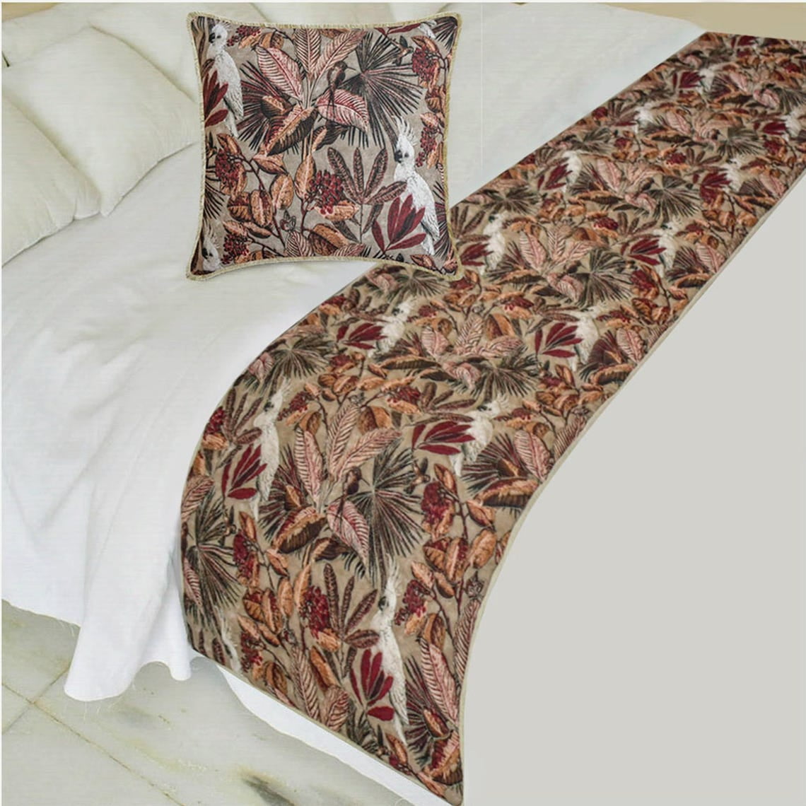 The HomeCentric King / Queen / Twin Sage Green Decorative Bed Runner The HomeCentric King / Queen / Twin Sage Green Decorative Bed Runner