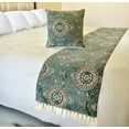 thumbnail image 1 of The HomeCentric King / Queen / Twin Teal Decorative Twin 53"x18" Bed Runner WITHOUT Pillow Cover, Art Deco, Floral, Tassels & Velvet Bed Scarf on Velvet fabric - Ahmet, 1 of 5