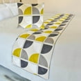 thumbnail image 1 of The HomeCentric King / Queen / Twin Yellow & Grey Luxury King 90"x18" Bed Runner WITH Two Pillow Cover, Emboroidered, Quilted & Geometric Bed Scarf on Cotton fabric - Geo Fusion, 1 of 5