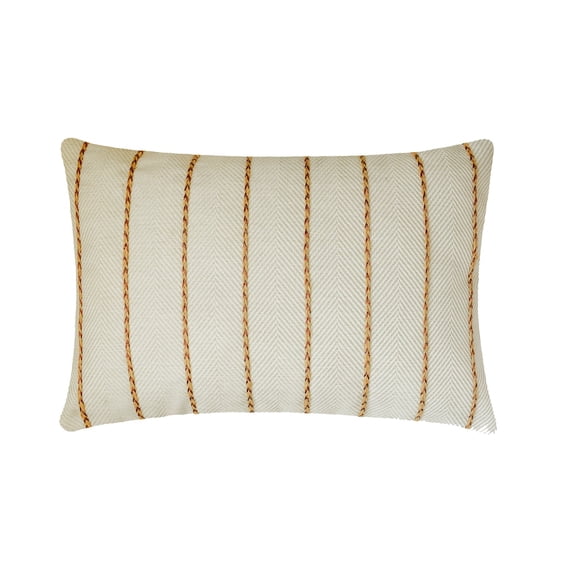 The HomeCentric Luxury Lumbar Pillow Cover Beige, 12"x20" (30x50 cm) Jute Chevron, Jute Lace Oblong Pillow Cover, Chevron Contemporary Style - Chevron Strike