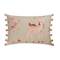 thumbnail image 1 of The HomeCentric Luxury Lumbar Pillow Cover Beige 12"x22" (30x55 cm) Cotton Nursery, Kids,Printed, Pom Pom Oblong Pillow Cover, Animal Nursery Style - Bambi Dreams, 1 of 3