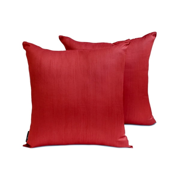 The HomeCentric Luxury Lumbar Pillow Cover Blood Red Pack Of 2, 12"x20" (30x50 cm) Art Silk Plain & Solid Oblong Pillow Cover, Solid Modern Style - Blood Red Luxury
