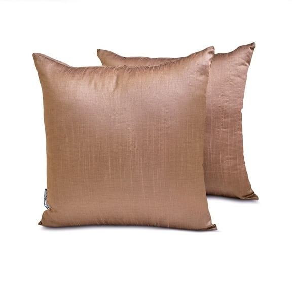 The HomeCentric Luxury Lumbar Pillow Cover Copper Pack Of 2, 12"x20" (30x50 cm) Art Silk Plain & Solid Oblong Pillow Cover, Solid Modern Style - Copper Luxury