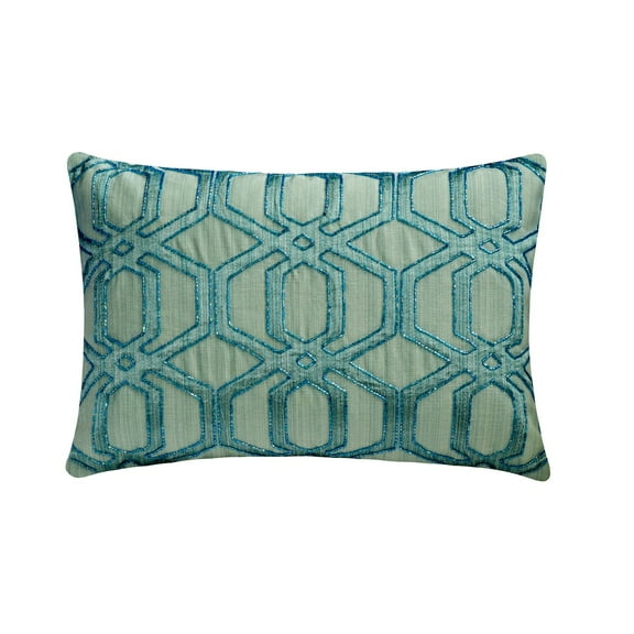 The HomeCentric Luxury Lumbar Pillow Cover Light Blue 12"x16" (30x40 cm) Jacquard Bead, Hexagon, Oblong Pillow Cover, Geometric Modern Style - Hexa Symmetry