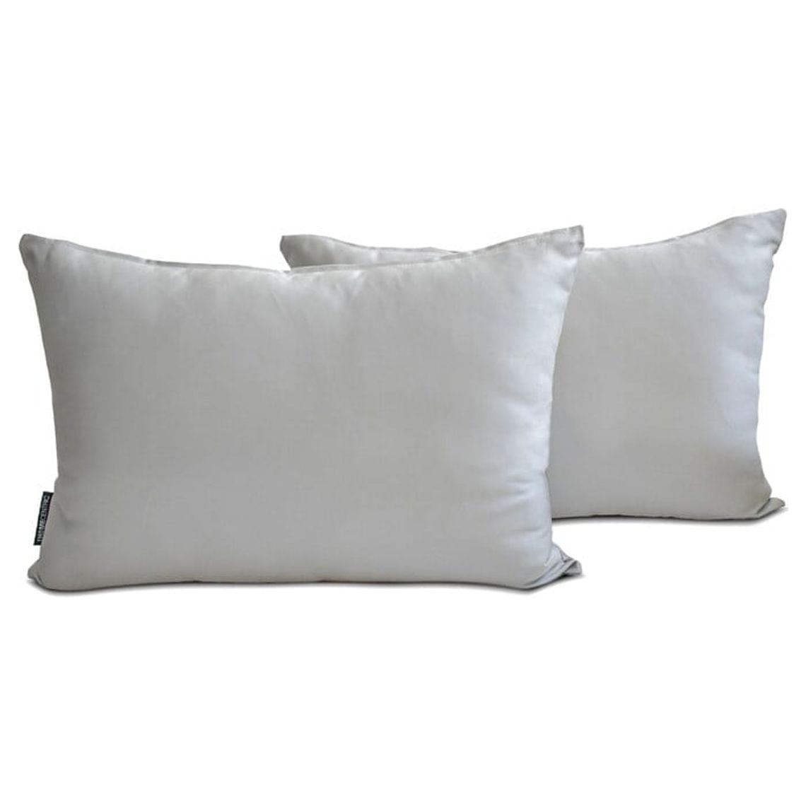 The HomeCentric Luxury Lumbar Pillow Cover Light Gray Pack Of 2, 20"x30" (50x75 cm) Satin Solid Oblong Pillow Cover, Solid Modern Cushion Cover Style - Light Gray Slub Satin