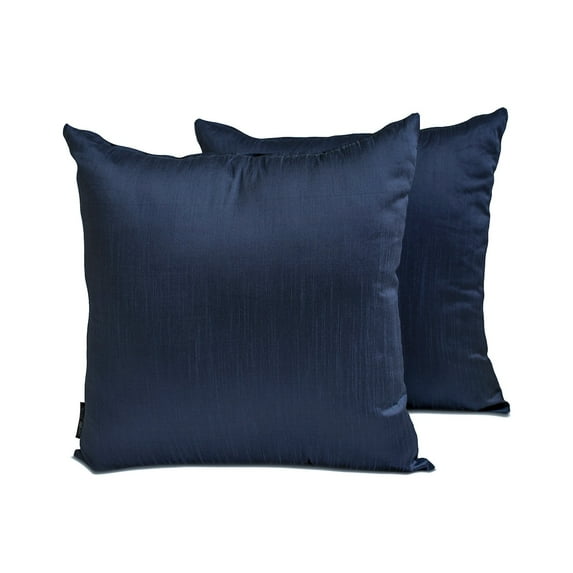 The HomeCentric Luxury Lumbar Pillow Cover Navy Blue Pack Of 2, 14"x24" (35x60 cm) Art Silk Plain & Solid Oblong Pillow Cover, Solid Modern Style - Navy Blue Luxury