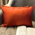 thumbnail image 1 of The HomeCentric Luxury Lumbar Pillow Cover Rust Pack Of 2, 20"x28" (50x70 cm) Satin Solid Oblong Pillow Cover, Solid Modern Cushion Cover Style - Rust Slub Satin, 1 of 14