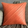 thumbnail image 1 of The HomeCentric Orange Pillow Cover Pack of 2, 24x24 inch (60x60 cm) Luxury Rust Pillow Shams, Textured Pintucks Solid Pillow Shams, Square Faux Suede Pillow Shams, , Striped - Rust, 1 of 10