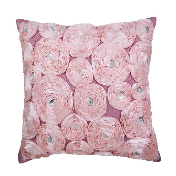 The HomeCentric Pack of 2 20x20 inch (50x50 cm) Pillow Cover Pink Decorative Pink Pillow Covers Ribbon Pink Rose Flower Floral Theme Pillows Cover Floral Pillow Cases Square Silk - Vintage Romance
