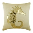 thumbnail image 1 of The HomeCentric Pack of 2, 22x22 inch (55x55 cm Beige Throw Pillows Cover Couch, Sea Creatures Ocean And Beach Theme Metallic Faux Leather Applique Pillow Cover, Cotton Linen - Gold Sea Horse, 1 of 4