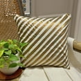 thumbnail image 1 of The HomeCentric Pillow Case Covers, Decorative Pillow Covers Pack of 2, 12x12 inch (30x30 cm) Ivory, Silk Throw Pillow Covers, Pillow Covers, Striped Throw Pillow Covers- Unfolding Ivory Antique Gold, 1 of 10