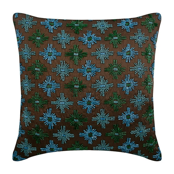 The HomeCentric Pillow Case Covers With Zipper, Brown Pack of 2, 22x22 inch (55x55 cm) Square Moroccan Pillow Covers, Geometric Pillow Cover, Pillow Covers, Contemporary Easter - Abstract Thoughts