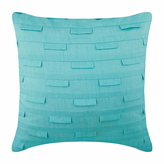 The HomeCentric Pillow Case Custom Aqua Blue Pillow Shams Pintucks Textured Pillow Shams Pack of 2 24x24 inch (60x60 cm) Pillow Shams Square Silk Pillow Sham Pillow Shams Solid Color - Blue Ocean