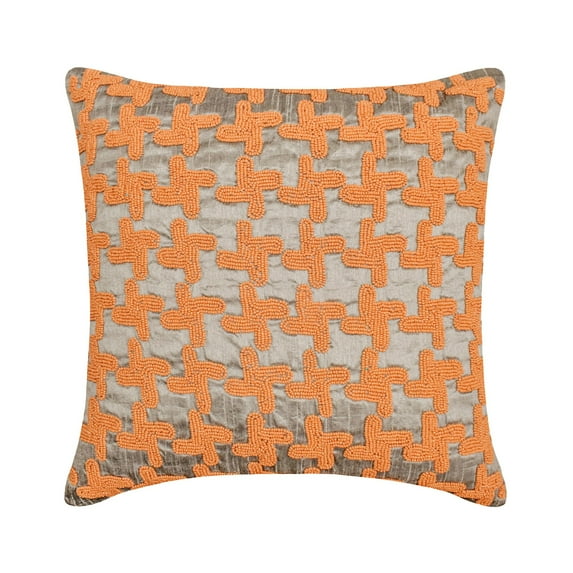 The HomeCentric Pillow Case, Decorative Pillow Covers Pack of 2, 24x24 inch (60x60 cm) Orange, Silk Throw Pillow Covers, Handmade Pillow Covers, Geometric Pillow Shams, Accent Pillow - Brick on Brick