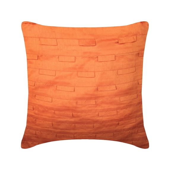 The HomeCentric Pillow Case Zip Orange Pillow Cases Pintucks Textured Pillow Covers Pack of 2 14x14 inch (35x35 cm) Pillows Cover Square Silk Pillow Covers Throw Pillows Cover Solid - Orange Ocean