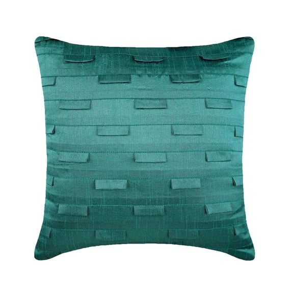 The HomeCentric Pillow Case Zipper 24x24 Pillow Covers Teal Handmade Teal Shams Pintucks Textured Pillow Shams Pack of 2 24x24 inch (60x60 cm) Shams Square Silk Pillow Shams Solid - Sophistication