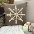 thumbnail image 1 of The HomeCentric Pillow Case Zipper, Brown Throw Pillows Cover, 14"x14" Square Cotton Linen Beach Nautical Theme Pillow Cover, Bed Brown Pillow Covers Pack of 2, 14x14 inch (35x35 cm) - Sailboat Wheel, 1 of 10