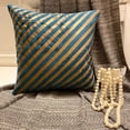 thumbnail image 1 of The HomeCentric Pillow Cases 24x24 Pillow Cover Teal Luxury Teal Blue Shams Diagonal Metallic Pintucks Pillow Shams Pack of 2 24x24 inch (60x60 cm) Square Silk Pillow - Unfolding Teal Copper, 1 of 10