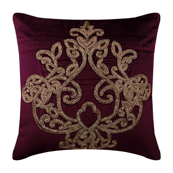The HomeCentric Pillow Cases Purple Shams Zardozi Damask Traditional Pillow Shams Pack of 2 24x24 inch (60x60 cm) Pillow Shams Square Velvet Pillow Shams Floral Decorative Pillow Easter - Lord Pharaoh