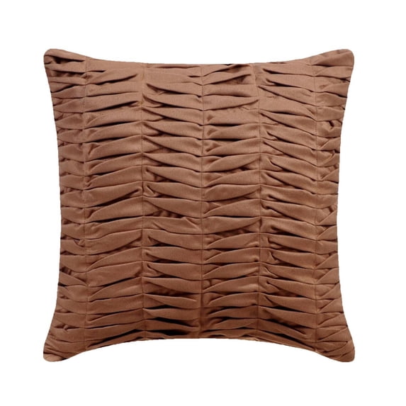 The HomeCentric Pillow Cover, Brown Pack of 2, 14x14 inch (35x35 cm) Twisted Pintucks Decorative Pillow Covers by The HomeCentric, Solid Color Pillow Covers, Pillow Covers Easter - Brown Wind Folds