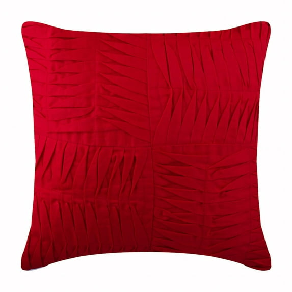 The HomeCentric Pillow Cover, Red Euro Size Pillow Covers Pack of 2, 26x26 inch (65x65 cm) Linen Euro Size Pillow Shams, Solid Color, Pintucks, Textured, Striped, Patchwork, - Ripples Of The Heart
