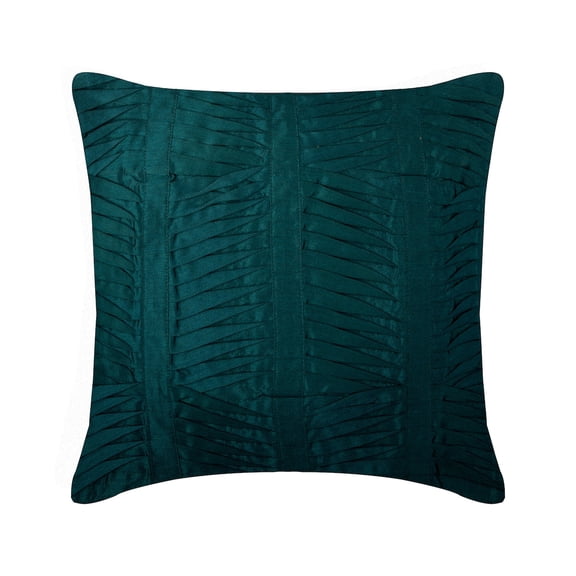 The HomeCentric Pillow Cover Royal Peacock Green Pillow Shams Textured Pintucks Solid Color Pillow Sham Pack of 2 24x24 inch (60x60 cm) Pillow Shams Square Silk Shams Pillow - Royal Peacock Green