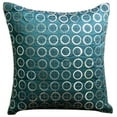 thumbnail image 1 of The HomeCentric Pillow Cover, Teal Blue Accent Pillow, Metallic Sequins Pillow Cover, Throw Pillow Cover Pack of 2, 14x14 inch (35x35 cm) Square Silk Pillowcase, Geometric - Teal N Silver Rings, 1 of 6