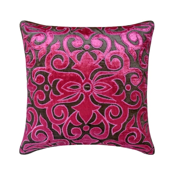 The HomeCentric Pillow Cover With Zipper Decorative Pink Pillowcase With Zipper Pack of 2 16x16 inch (40x40 cm) Velvet Pillow Covers Abstract Modern Cushion Cover Couch - Fuchsia Kingdom
