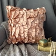 thumbnail image 1 of The HomeCentric Pillow Covers Pack of 2 18x18 inch (45x45 cm) Pink Handmade Peach Pillow Cases Vintage Style Ruffles Shabby Chic Pillows Cover Square Satin Pillows Cover Solid Style - Vintage Peach, 1 of 12