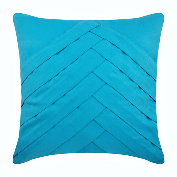 The HomeCentric Pillow Covers Turquoise Blue Pillow Cover Sofa Pack of 2 16x16 inch (40x40 cm) Suede Throw Pillow Cover Solid Pintucks Textured Striped Easter - Turquoise Blue No Limits No Lines