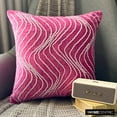 thumbnail image 1 of The HomeCentric Pillow Covers With Zippers Fuchsia Pink Throw Pillow Cover Rhinestones Crystal Waves Bling Pillow Cover Pack of 2 18x18 inch (45x45 cm) Cushion Cover Square Velvet Easter-Crystal Twist, 1 of 10