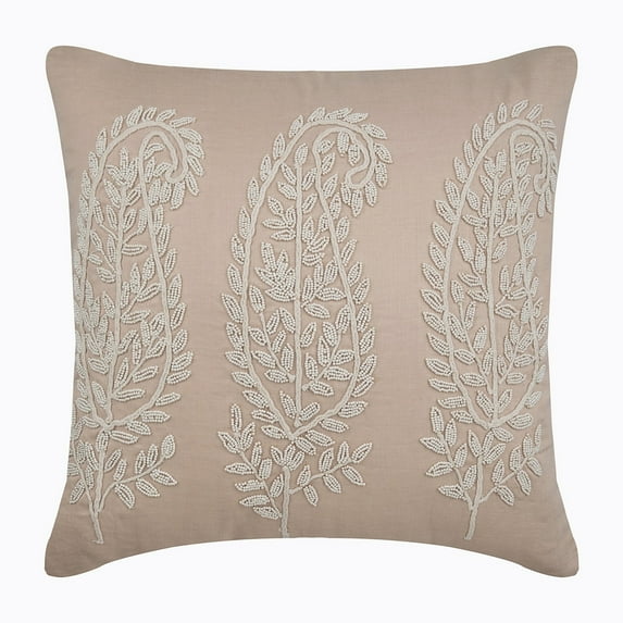 The HomeCentric Pillow Sham, Beige European Sham Pillow Covers Pack of 2, 26x26 inch (65x65 cm), Linen Euro Pillow Shams, paisley, Embroidery, European Pillow Shams Easter - Linen & Paisleys