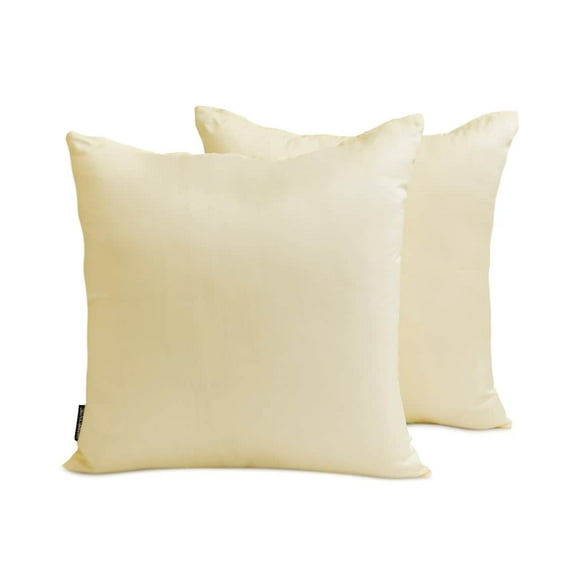 The HomeCentric Plain Pillow Covers Cream Pack of 2, 14"x14" (35x35 cm) Pillow Covers, Art Silk Plain & Solid Throw Pillows For Sofa, Solid Pattern Modern Style - Cream Luxury