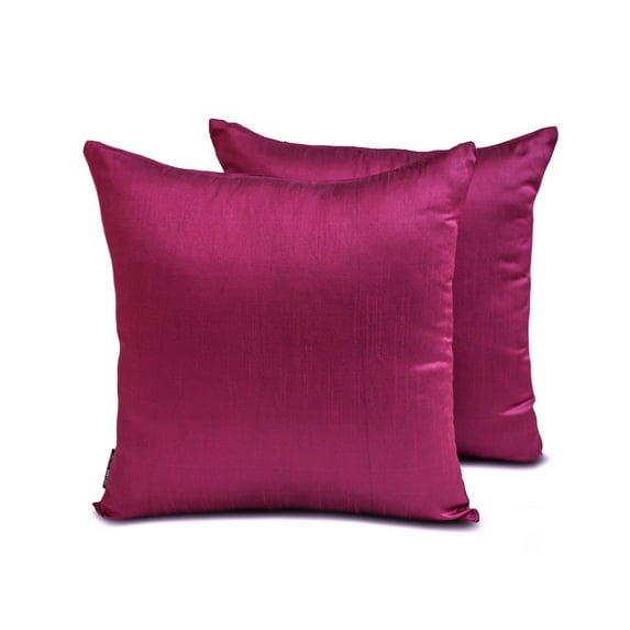 The HomeCentric Plain Pillow Covers Magenta Pack of 2, 20"x20" (50x50 cm) Throw Pillow Covers, Art Silk Plain & Solid Throw Pillows For Sofa, Solid Pattern Modern Style - Magenta Luxury