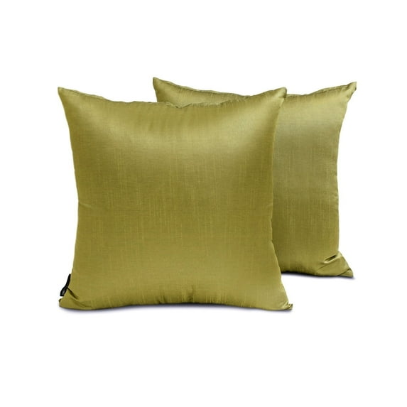The HomeCentric Plain Pillow Covers Olive Green Pack of 2, 14"x14" (35x35 cm) Throw Pillow Covers, Art Silk Plain & Solid Throw Pillows For Sofa, Solid Pattern Modern Style - Olive Green Luxury