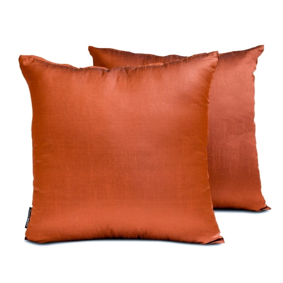 The HomeCentric Plain Pillow Covers Rust Pack of 2, 16"x16" (40x40 cm) Pillow Covers, Art Silk Plain & Solid Throw Pillows For Sofa, Solid Pattern Modern Style - Rust Luxury