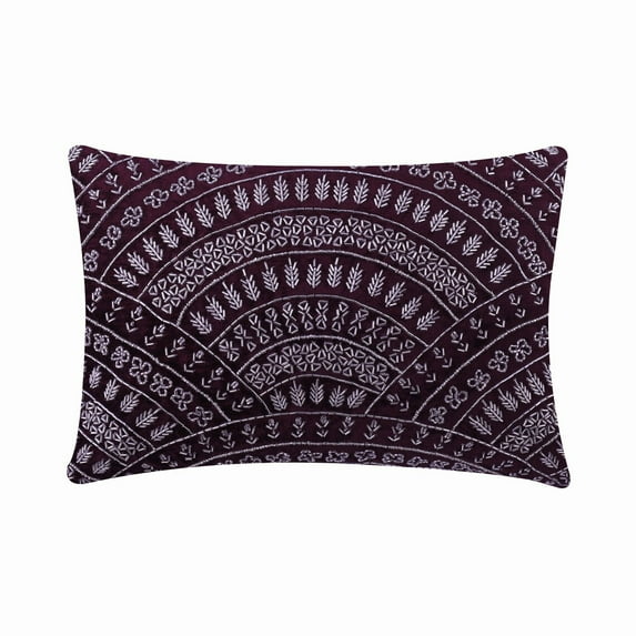 The HomeCentric Purple Pack of 2,12"x24" (30x60 cm) Rectangle Pillow Covers, Velvet Striped Lumbar Pillow Covers, Abstract Pattern Art Deco Style - Purple Prism