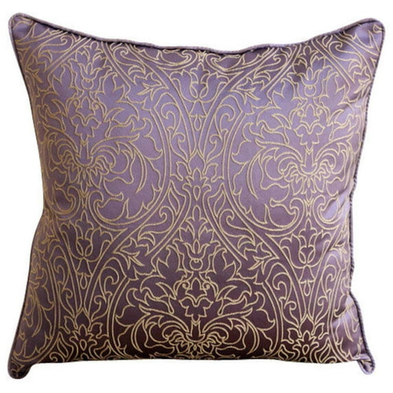 The HomeCentric Purple Pillows Cover Contemporary Floral Cushion Cover Pack of 2 12x12 inch (30x30 cm) Throw Pillow Cover Art Silk Square Pillow Cover Gold Damask Embroidered - Purple & Gold Damask