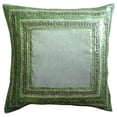 thumbnail image 1 of The HomeCentric Sofa Cushion Cover Green Pillow Shams 3D Sequins Bordered Pillow Sham Pack of 2 24x24 inch (60x60 cm) Pillow Sham Square Silk Pillow Shams Pillow Halloween Decorations - Green Envy, 1 of 3